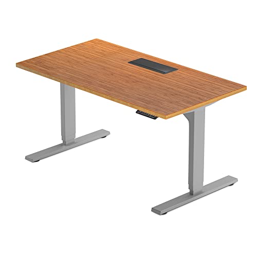 Standing Desk Bamboo top 72×30, Electric. Adjustable Height Large Stand up Motorized Ergonomic Raised Computer Desk for Home Office