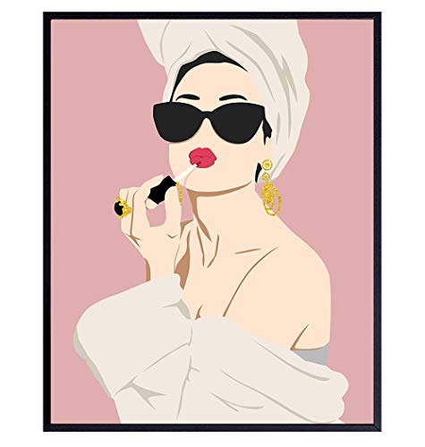 Audrey Hepburn Wall Art – Kate Moss – Bathroom Decor for Women – Glam Bathroom Decor – Audrey Hepburn Poster – Bathroom Decor for Teen Girls – Pink Bathroom Accessories – Bath Wall Decor