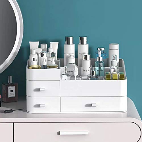 MIUOPUR Makeup Organizer for Vanity, Large Capacity Desk Organizer with Drawers for Cosmetics, Lipsticks, Jewelry, Nail Care, Skincare, Ideal for Bedroom and Bathroom Countertops – Large White
