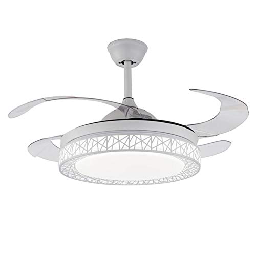 TFCFL 42″ Invisible Ceiling Fans Chandelier, Modern Retractable LED Ceiling Fan Light 3 Color 3 Speed Settings Remote Control Lighting Fixture