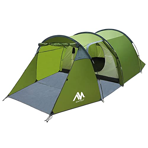 Camping Tents for 3-4 Person,AYAMAYA Waterproof Motorcycle Tent 2 Room Design – Detachable Bedroom & Vestibule with Footprint, Easy Setup for Backpacking Bikepacking Survival Hiking Mountaineering