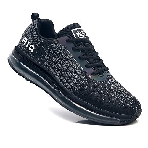 Axcone Mens Tennis Footwear Shoes Walking Casual Breathable Athletic Jogging Outdoor Ultra Trainer Sports Fitness Road Lightweight Sneakers(8998 Black Size 8.5)