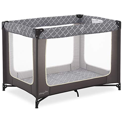 Dream On Me Zoom Portable Playard in Dark Grey, Lightweight, Packable and Easy Setup Baby Playard, Breathable Mesh Sides and Soft Fabric – Comes with a Removable Padded Mat