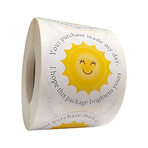 YOUOK Thank You Business Stickers – Round Yellow Sunshine Smile Face Gift Wrap Stickers for Shopping Bags/Packages/mailing Boxes, Shipping Stickers – 2 Inch 500 Total Labels