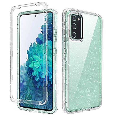 BENTOBEN Samsung Galaxy S20 FE Case, Galaxy S20 FE Case, 3 in 1 Hybrid Crystal Clear Glitter Heavy Duty Rugged Shockproof Protective Cases for Samsung Galaxy S20 FE 4G/5G 6.5″ (2020), Clear/Glitter
