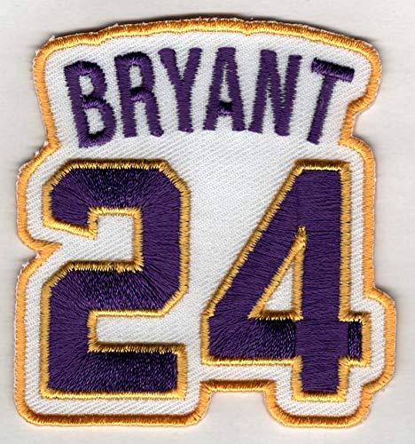 KOBE BRYANT No. 24 Patch – Jersey Number Basketball Sew or Iron-On Embroidered Patch 2 1/2 x 2 3/4″