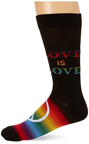 K. Bell Men’s Pride Novelty Crew Socks, Love Is Love (Black), Shoe Size: 6-12