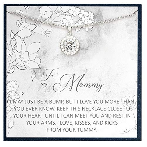 Grace of Pearl New Mommy Necklace Baby Bump Gift for New Mom Gift Jewelry Gift for First Time Mom Pregnancy Gift for Mom to be Gift for Wife Pregnant Gift Expecting Mom Gift