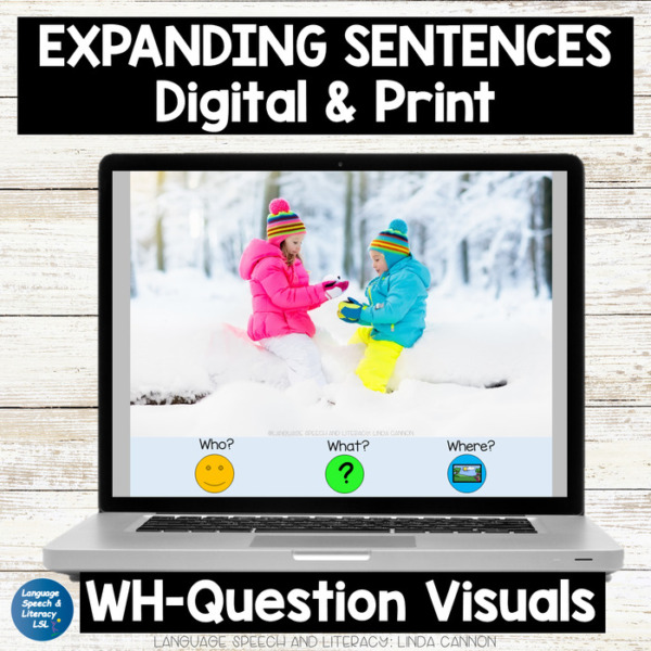 Interactive Speech Therapy Expanding Sentences in the Winter with WH Question and Visuals