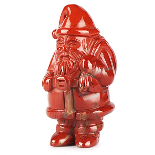 SMQ 2inch Red Jasper Santa Claus Figurine, Hand-Carved Crystal Stone Mexican Christmas Statue Eve Home Decor Sculpture