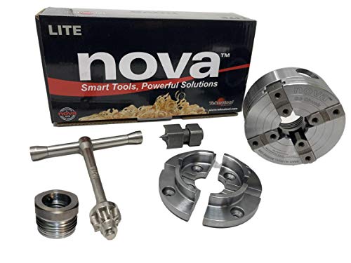 Bundle – 3 items – NOVA 48286 G3 Lite Woodlathe Chuck with 2″ Jaw Set, with IXNS 1″ X 8TPI Insert Adapter & NCSC Chuck Spur