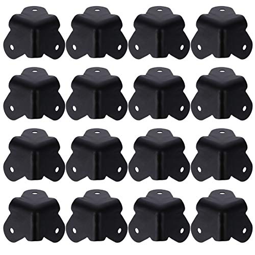 ARTIBETTER 16pcs Angle Corner Protector Black Iron Cabinet Speaker Corners Protector for Cabinet Guitar Amplifier Stage Speaker Rounded Metal Guards