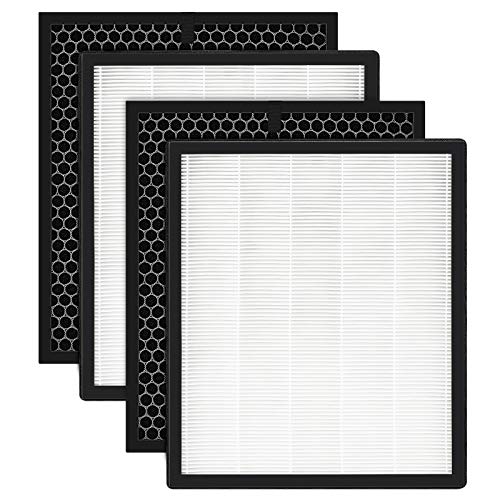 LV-PUR131 Replacement Filters, H13 Ture HEPA Filter Compatible with Levoit LV-PUR131 & LV-PUR131S Air Purifier, LV-PUR131-RF, 2 Ture HEPA & 2 Carbon Filters
