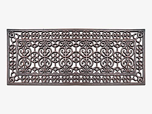 A1 Home Collections RI1004-18 X48 A1HC First Impression Scrollwork 100% Rubber Beautifully Hand Finished Elegant Large Doormat for Indoor/Outdoor Use (Copper) 18″X48″, Bronze Paisley