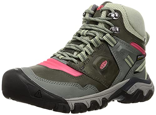 KEEN Women’s Ridge Flex Mid Height Waterproof Hiking Boots, Castor Grey/Dubarry, 7.5