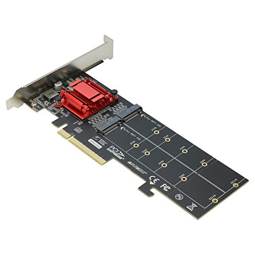 Dual NVMe PCIe Adapter, RIITOP M.2 NVMe SSD to PCI-e 3.1 x8/x16 Card Support M.2 (M Key) NVMe SSD 22110/2280/2260/2242/2230