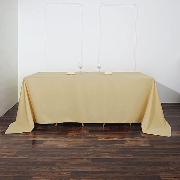 BalsaCircle 90×132-Inch Champagne Rectangle Polyester Tablecloth Table Cover Linens for Wedding Party Events Kitchen Dining