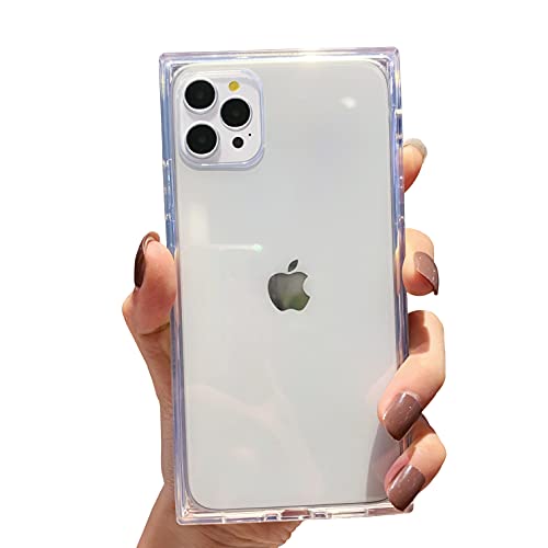 Tzomsze iPhone 12 / iPhone 12 Pro Clear Square Case, Reinforced Corners TPU Cushion Crystal Clear Slim Cover Shock Absorption TPU Silicone Case [6.1 inch] 2020 -Clear