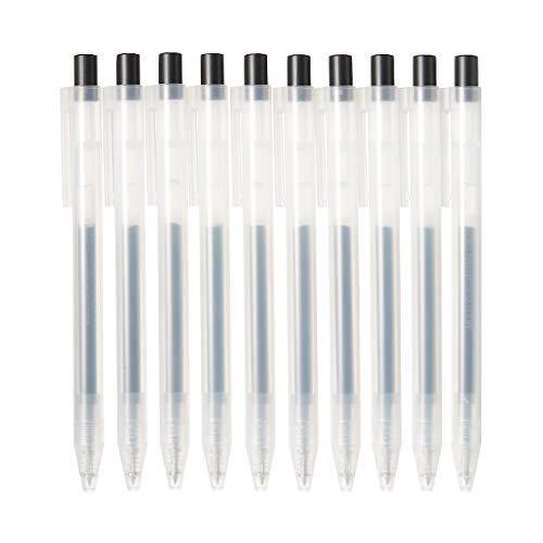 MUJI Smooth Gel Ink Ballpoint Pen Knock Type 10-Pieces Set, 0.5 mm Nib Siz, Blue/Black