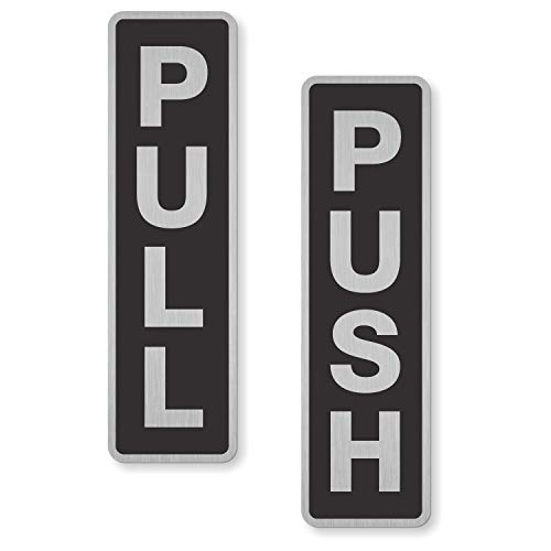 SmartSign “Push/Pull” Kit of 2 Anodized Signs | 2″ x 7″ DiamondPlate Aluminum