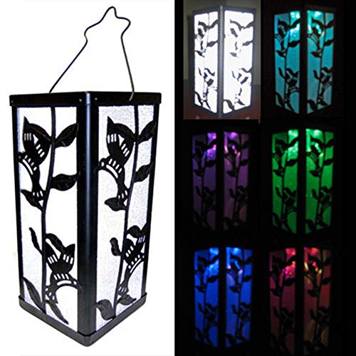 A-FFORDABLE Outdoor Garden Reflection Hummingbird & Plant Lantern Color Change Solar Light for Home Patio Deck Lawn Yard Holiday Decor