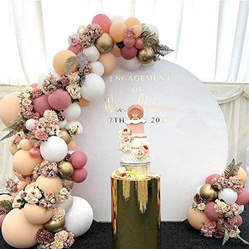 Topico 105 Pcs Beige Balloons Garland Arch Kit 18” 10” 5” Beige Maca White Metallic Gold Bean Paste Balloons for Wedding Bridal Shower Birthday Party Decorations
