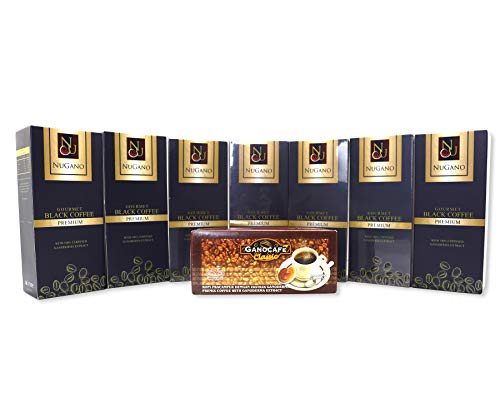 7 Box Nugano Black Coffee + 1 Box Gano Excel Classic – 100% Certified Ganoderma Lucidium Extract Bold and Flavorful Healthy Gourmet Instant Coffee