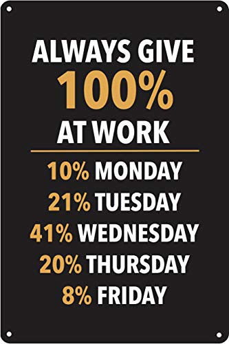 Toothsome Studios Always Give 100% at Work 12″ X 8″ Funny Tin Sign Give 100 Percent Cubicle Home Office Plaque Wall Decor