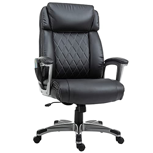 Vinsetto High Back 6-Point Massage Home Office Chair, Swivel Faux Leather Task Chair with Headrest, and Padded Armrests, Black