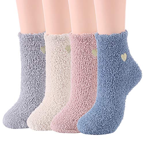 Fuzzy Socks Womens Fluffy Socks Soft Warm Socks Christmas Fleece Socks Athletic Socks Sports Outdoor Socks 4/Heart