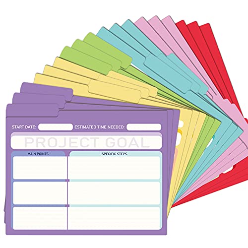 EOOUT 18 Pack File Folders Letter Size, Project File Folders with Tabs, 6 Assorted Colors, 11.5×9.5 Inch, 1/3 Cut, for Students, Office Supplies