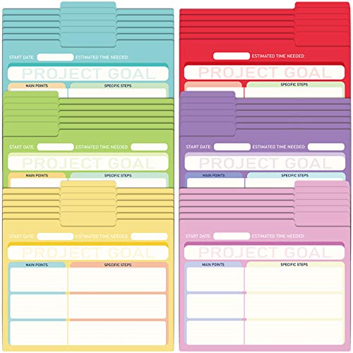 EOOUT 30 Pack Project File Folders, File Folders Letter Size with Tabs, Colored File Folders, Manila, 6 Assorted Colors, 11.5×9.5inch, 1/3 Cut, for Students, Office Supplies