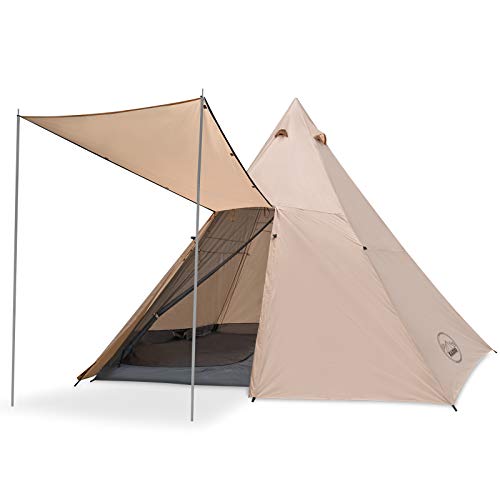 KAZOO Family Camping Tent Large Waterproof Tipi Tents 8 Person Room Teepee Tent Instant Setup Double Layer (Off-White)