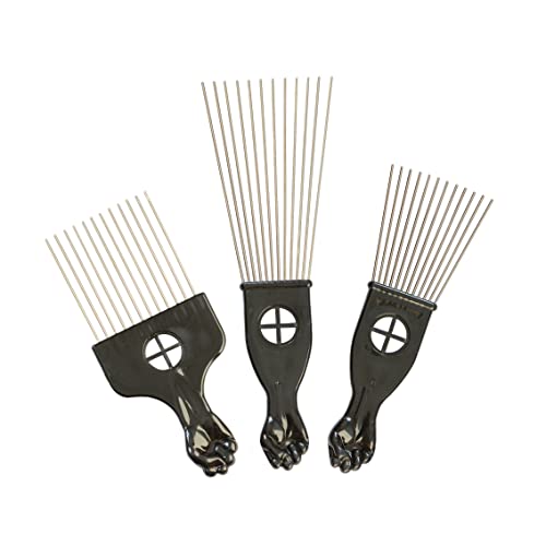 3 Pcs Metal Hair Pick Combs Afro Pick Comb Wide Tooth Hair Pick Comb Salon Using for Hairdressing Styling Tool