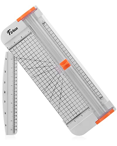 Firbon A4 Paper Cutter 12 Inch Titanium Paper Trimmer Scrapbooking Tool with Side Ruler for Craft Paper, Coupon, Label, Cardstock (White)