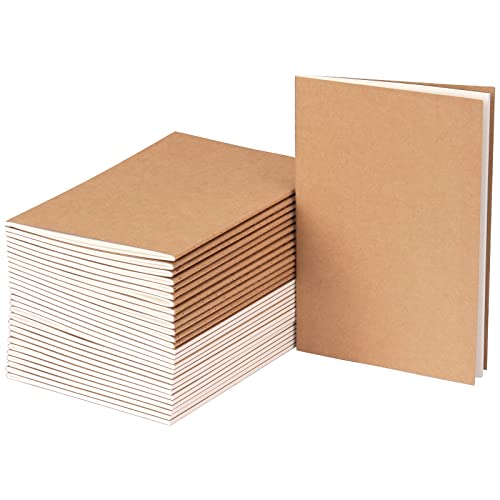 EOOUT 24 Pack Kraft Notebooks, Journals in Bulk, Blank Paper Sketchbooks, 60 Pages, 30 Sheets, 80GSM, 8.3×5.5 Inch, A5 Size, Travel Journal Set, for Gifts, Students and Office Supplies
