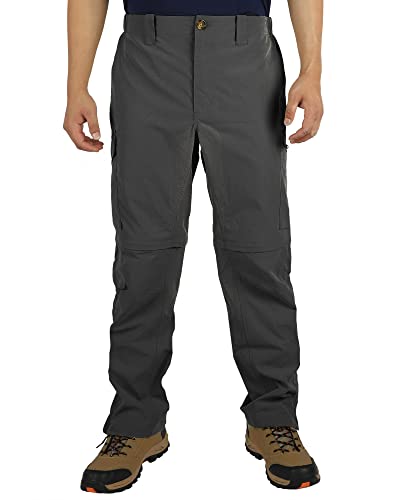 33,000ft Men’s Convertible Hiking Pants Quick Dry Stretch Zip-Off Pants UPF 50+ Cargo Pants for Tactical, Camping, Fishing Grey
