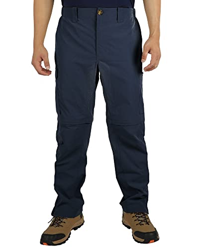 33,000ft Men’s Convertible Hiking Pants Quick Dry Stretch Zip-Off Pants UPF 50+ Cargo Pants for Tactical, Camping, Fishing Dark Denim