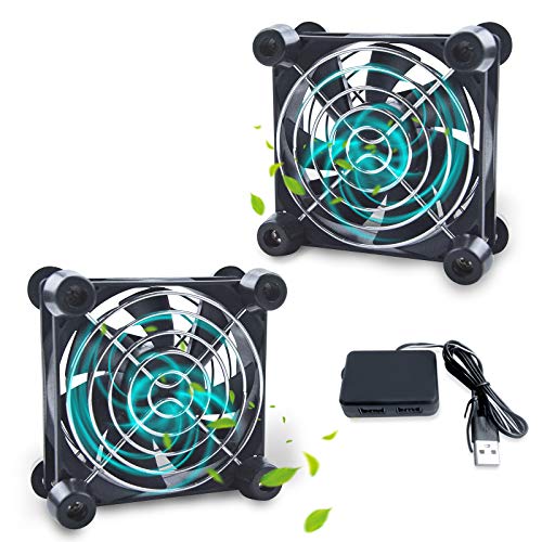 USB Computer Fan Electronics Cooling Fan DC 5V 80mm Computer Fan USB Cooling Fan for Computer Case CPU Routers Receiver Cabinets Cooling (2 Pack)