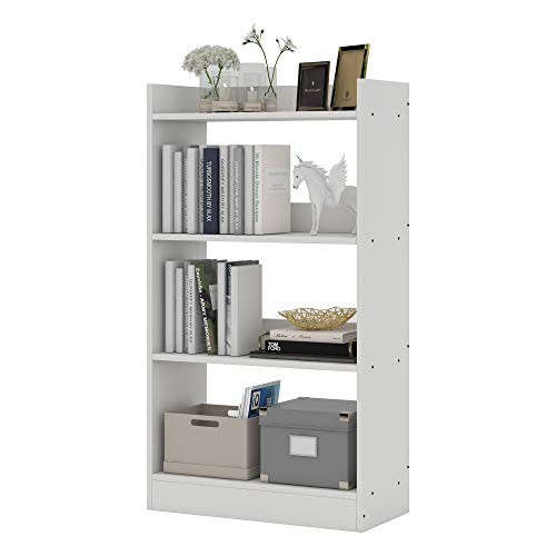 Flrrtenv 4 Shelves Bookshelf，4 Tier Etagere Bookcase Storage Shelf for Home Office (White, 23.62 inches)