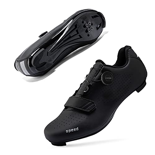 Mens or Womens Road Bike Cycling Shoes Indoor Bike Shoes Compatible SPD Cleats Riding Shoe Outdoor Size Men’s 6.5/Women’s 8.5 Black