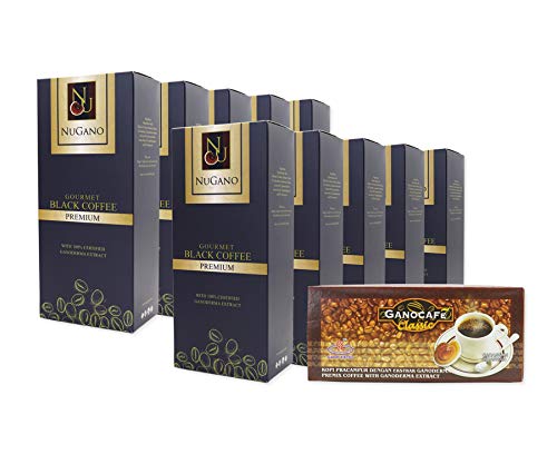 10 Box Nugano Black Coffee + 1 Box Gano Excel Classic – 100% Certified Ganoderma Lucidium Extract Bold and Flavorful Healthy Gourmet Instant Coffee