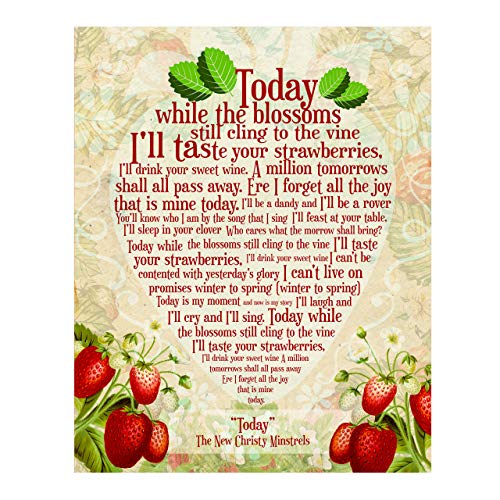 The New Christy Minstrels-“Today” Song Lyric Wall Art-11 x 14″ Rustic Music Print-Ready to Frame. Typographic Strawberries Design. Home-Studio-Bar-Cave Decor. Great Gift for All Folk Music Fans!