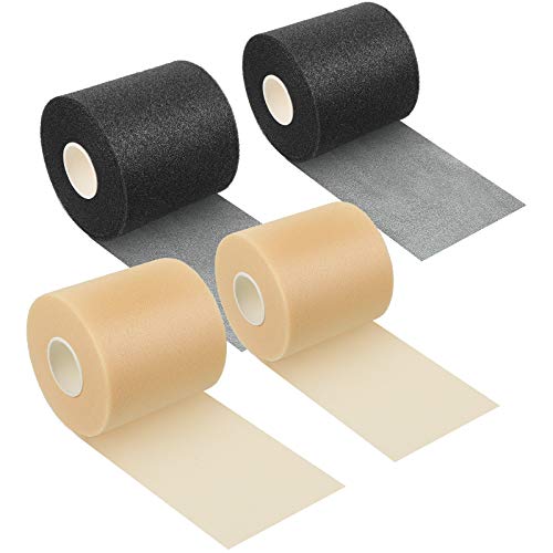 4 Pieces Foam Underwrap Athletic Foam Tape Sports Pre Wrap Athletic Tape for Ankles Wrists Hands and Knees (Black, Beige,2.75 Inches x 30 Yards)