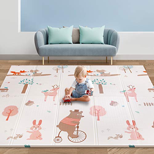 Play Mat, TopMade Folding Baby Playmat Reversible Kid Crawling Play Mat Waterproof Soft Foldable Mat Large Foam Floor Gym Activity Carpet NonToxic Portable Tummy Time Playroom Mat for Infant Toddler