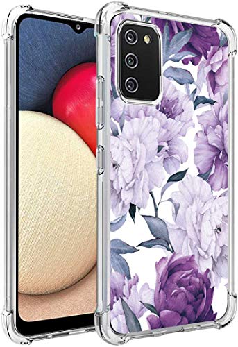 FollmeAir for Galaxy A02S Case(USA Version), Slim Flexible TPU for Girls Women Airbag Bumper Shock Absorption Rubber Soft Silicone Case Cover Fit for Samsung Galaxy A02S (Purple Flower)