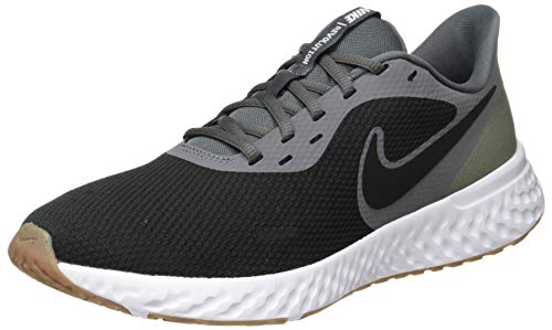 Nike Men’s Revolution 5 Running Shoe, Black Iron Grey Lt Army Barely Green Gum Dk Brown, 7.5 US