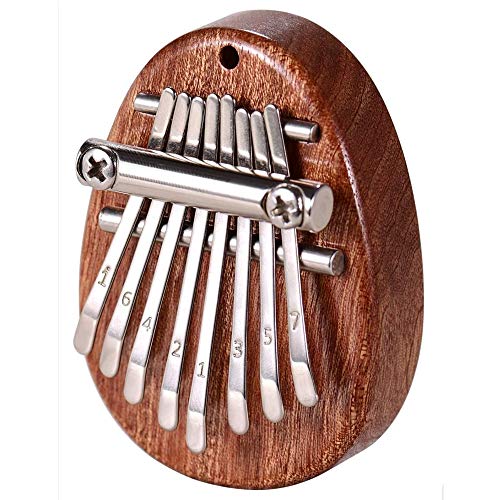 Mini Kalimba 8 Keys Thumb Piano Cute Portable Exquisite Piano Musical Instrument Wood Good Accessory Pendant Gift for Kids Adult Beginners