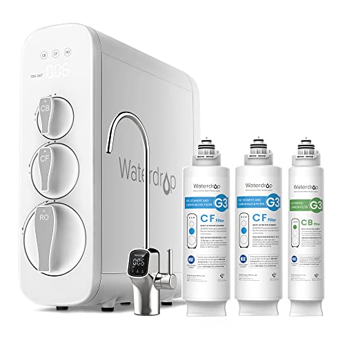 Waterdrop G3 Reverse Osmosis System, Tankless RO Water Filtration Systems, Under Sink, NSF Certified, TDS Reduction, 400 GPD, Smart LED Faucet, UL Listed Power, USA Tech, Bundle