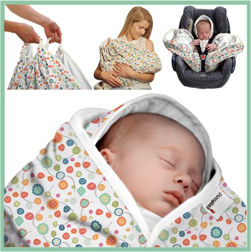 Snugglebundl – Original Crash Tested Car Seat Lift & Lay Transfer Baby Blanket | 0-18m Organic Cotton Baby Buttons | Move Baby Asleep | Safety Tested Up to 30kg